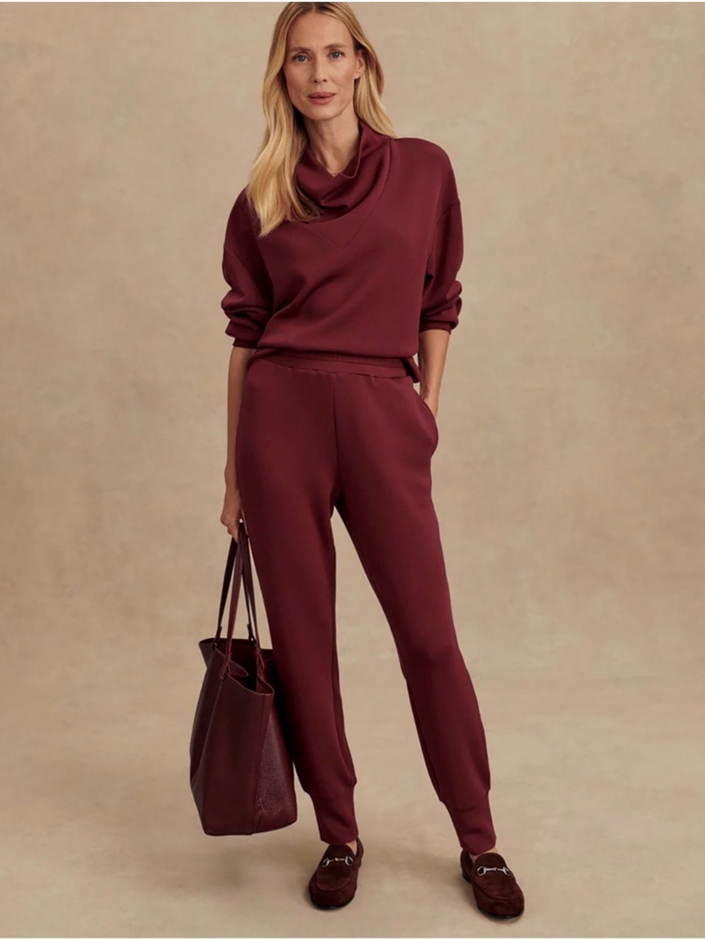 NWT Varley slim cuff pant 27.5” double soft New Maroon - Picture 2 of 5